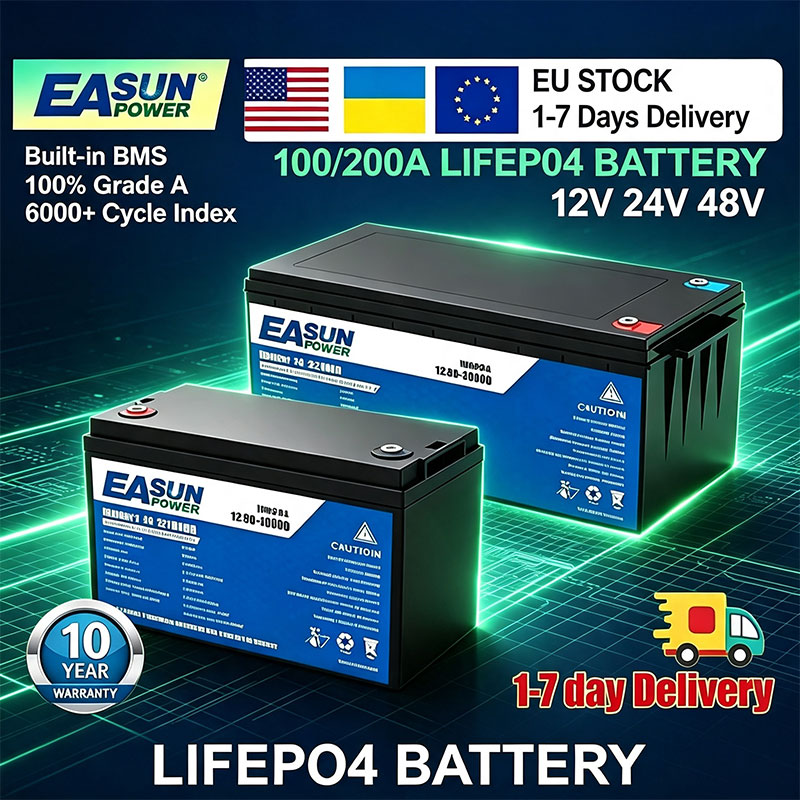 Grid Tie Inverter Limiter 2000W - Bateria LiFePO4 EASUN POWER 100Ah 200Ah