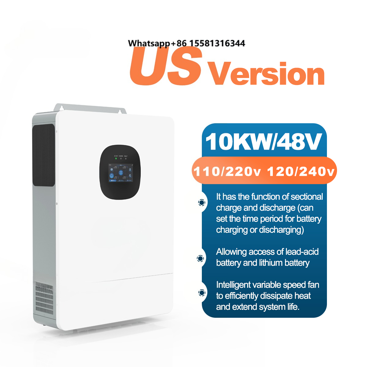 Inversor Híbrido UNC 10KW 10KV - Split Phase Inverter 10Kw 110V 220V avaliação e preço